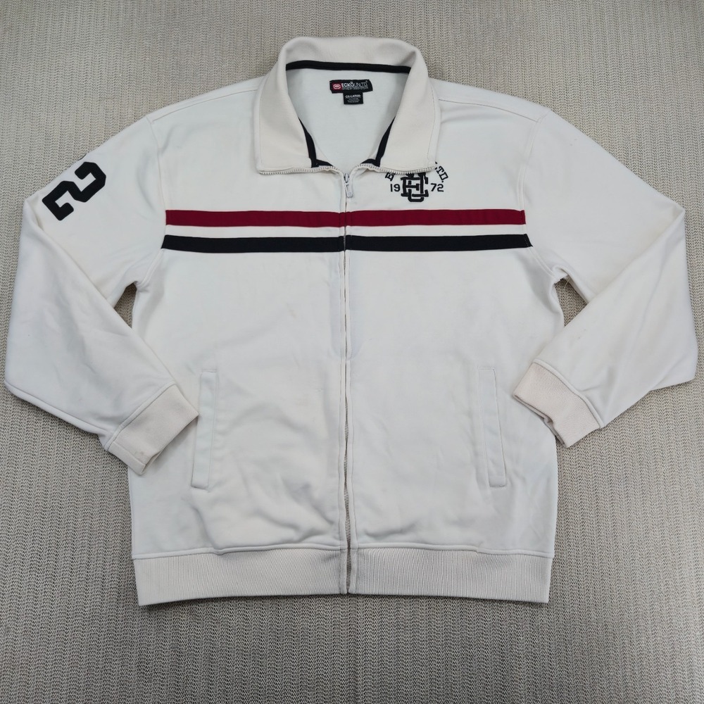 Ecko Unltd Track Jacket Mens 2XL XXL White Full Zip Embroidered Logo Streetwear